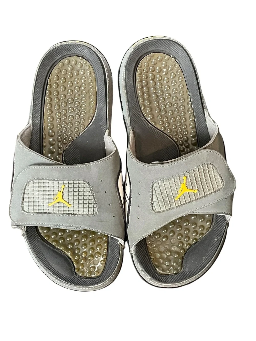 Jordan Hydro 4 Retro Cool Grey Slides Sandals Yellow Jumpman Men’s 8
